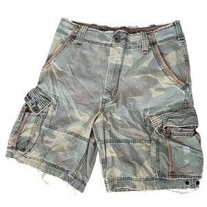 Abercrombie and Fitch Vintage Kids Baggy Camo Shorts Y2K - Green, Size XL